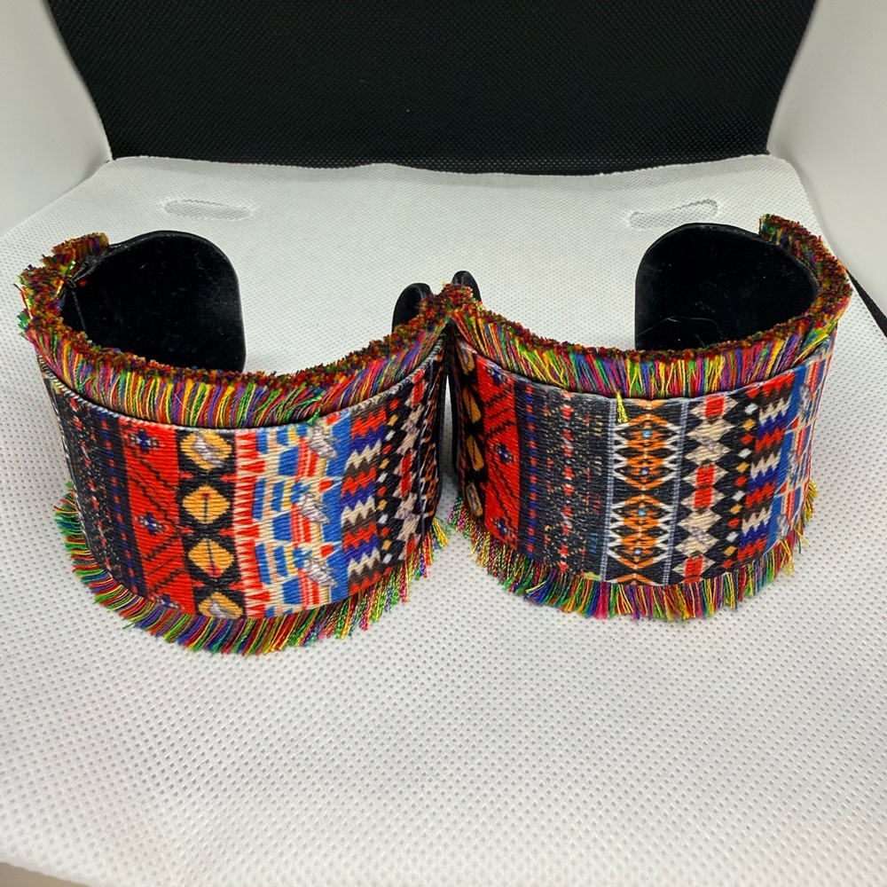 Story Multicolor Woven Fringe Cuff Bracelet